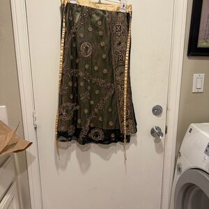 Elegant Black and Gold Embroidered Skirt